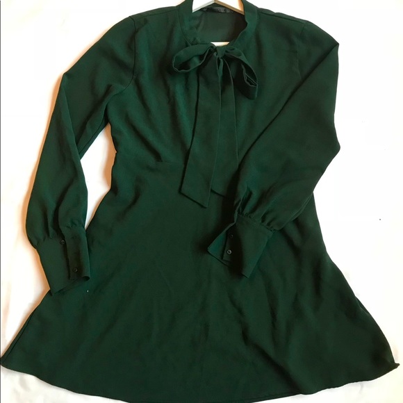 Zara Dresses & Skirts - Zara olive green Bow tie mini dress.